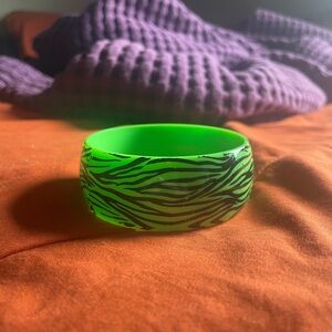 Green zebra print cuff bracelet